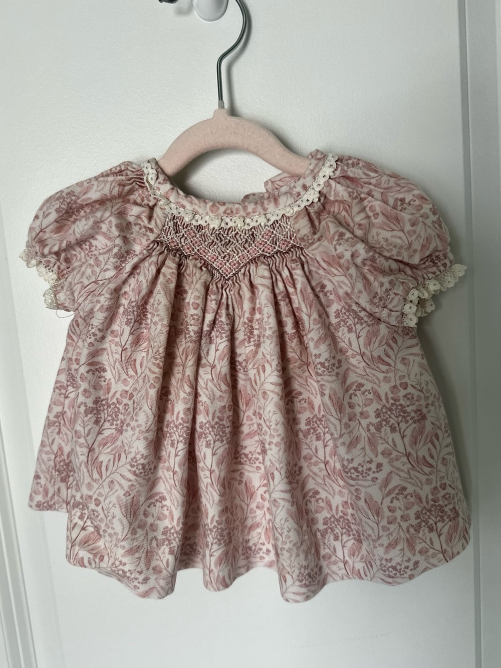 Belan Smocked Floral Pink Dress with Matching Bloomers